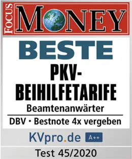 Focus Money - Beste PKV Beihilfetarife - DBV - Bestnote